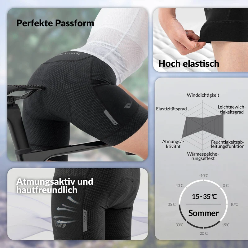 ROCKBROS TVI Radlerhose Damen Gepolstert mat Tasche Atmungsaktive