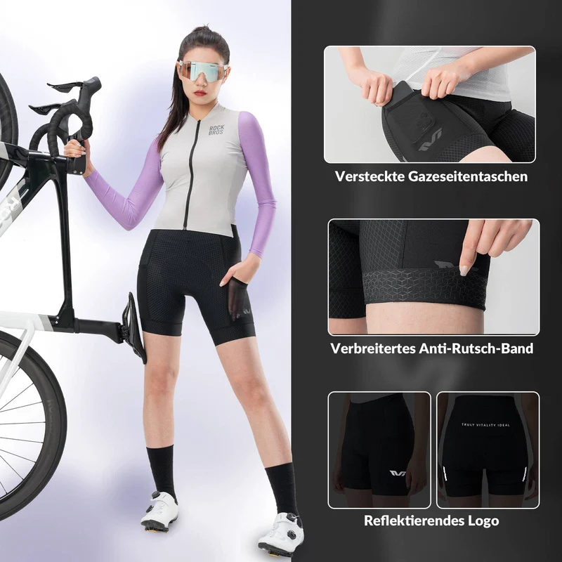 ROCKBROS TVI Radlerhose Damen Gepolstert mat Tasche Atmungsaktive