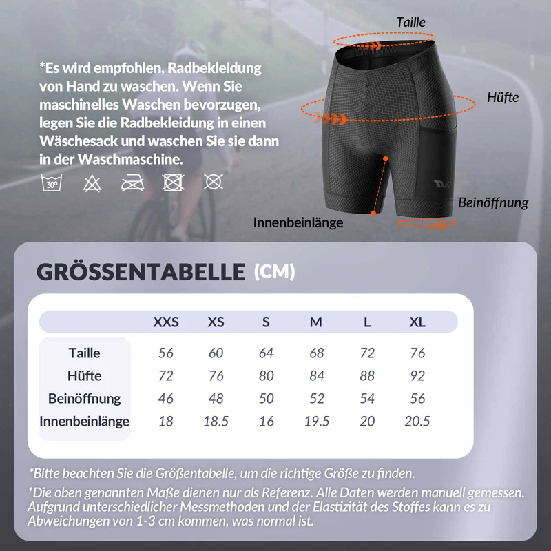 ROCKBROS TVI Radlerhose Damen Gepolstert mat Tasche Atmungsaktive