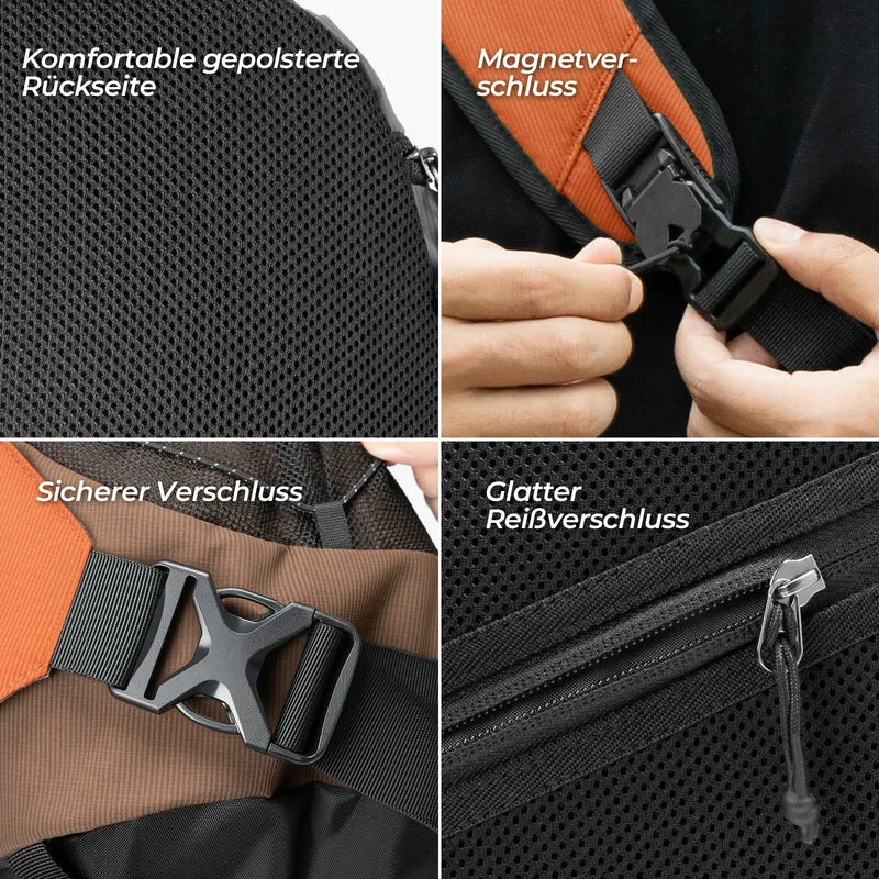 Sling Bag Groß, Sling Rucksack mit Magnetverschluss, Crossbody-Tasche
