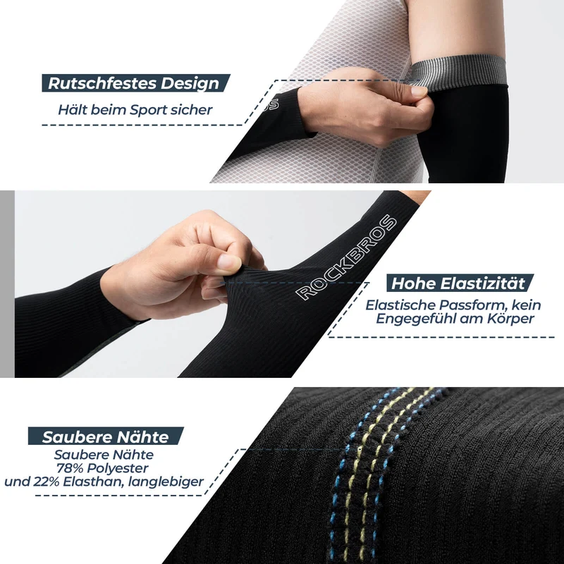 ROCKBROS Armlinge Arm Sleeve Sonnenschutz Kühles Gefühl Schnell Trockenend