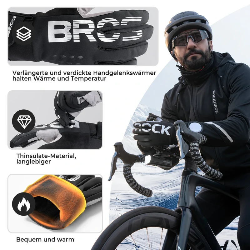 Fahrradhandschuhe Winter Thinsulate Warme Handschuhe Touchscreen