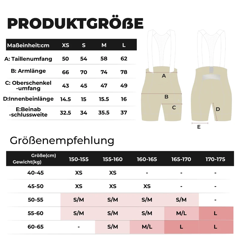 TVI Fahrrad Trägerhose Damen, Kurz Gepolstert Fahrradhose Sommer