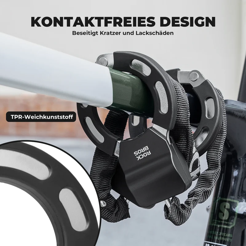 E-Scooter Schloss mit 59,5 cm Stahlkette, Fahrradschloss für Roller & Fahrrad