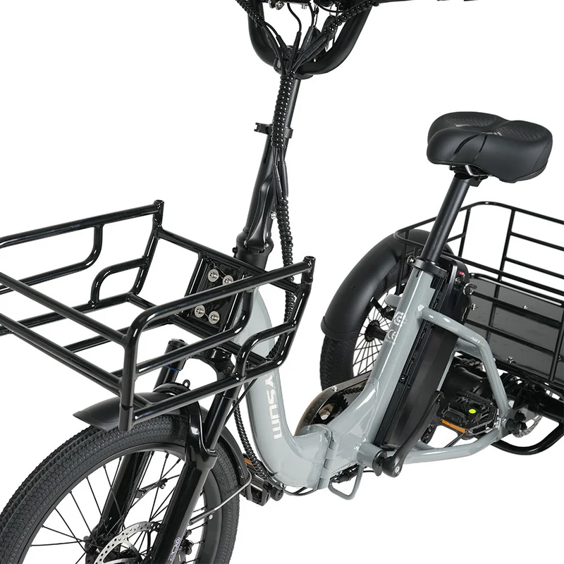 CYSUM AG1 Pro 48V 750W Electric Tricycle High Speed Electric Foldable Bicycle for Adults, Three-Wheeled Cargo E-bike with 20AH Removable Battery with