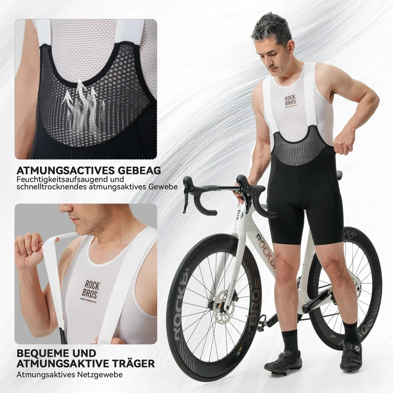 ROAD TO SKY Herren Träger-Radhose gepolstert, Fahrradhose Kurz mit Reflektoren im Sommer