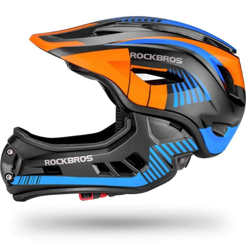 ROCKBROS Kinder Helm Integriert Fahrradhelm mit Abnehmbarem Kinnschutz