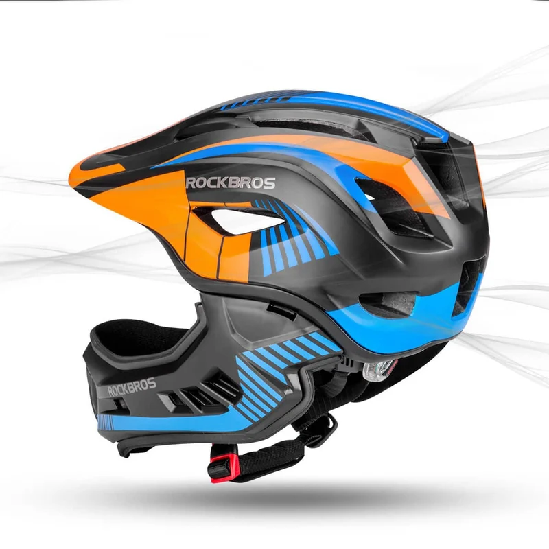 ROCKBROS Kinder Helm Integriert Fahrradhelm mit Abnehmbarem Kinnschutz