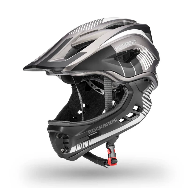 ROCKBROS Kinder Helm Integriert Fahrradhelm mit Abnehmbarem Kinnschutz