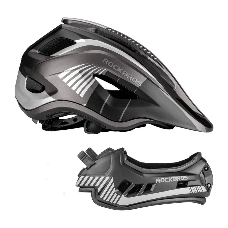ROCKBROS Kinder Helm Integriert Fahrradhelm mit Abnehmbarem Kinnschutz