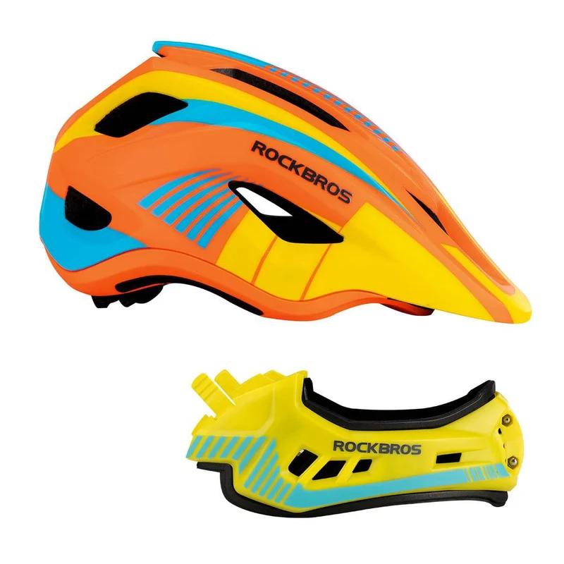 ROCKBROS Kinder Helm Integriert Fahrradhelm mit Abnehmbarem Kinnschutz
