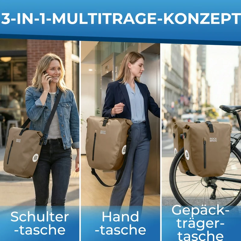 15L-20L Fahrrad Gepäckträgertasche 3-in-1