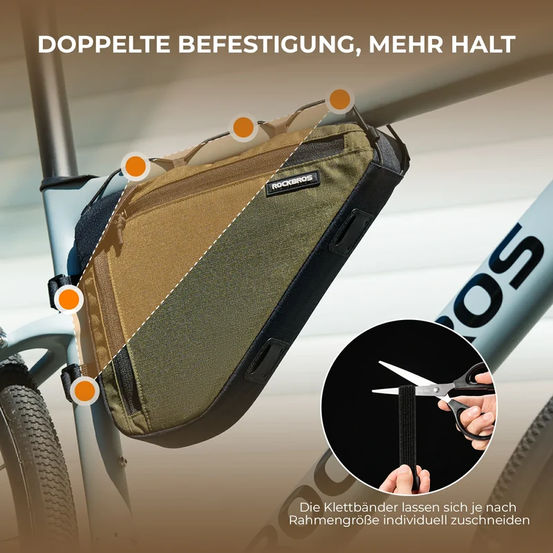 Fahrrad Rahmentasche mit Doppelseitiger Reißverschluss