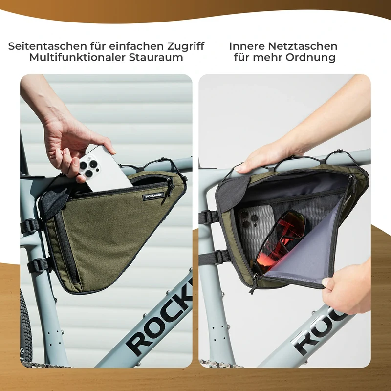 Fahrrad Rahmentasche mit Doppelseitiger Reißverschluss