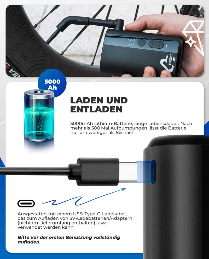 Mini Elektresch Akku Luftpumpe LED-Anzeige