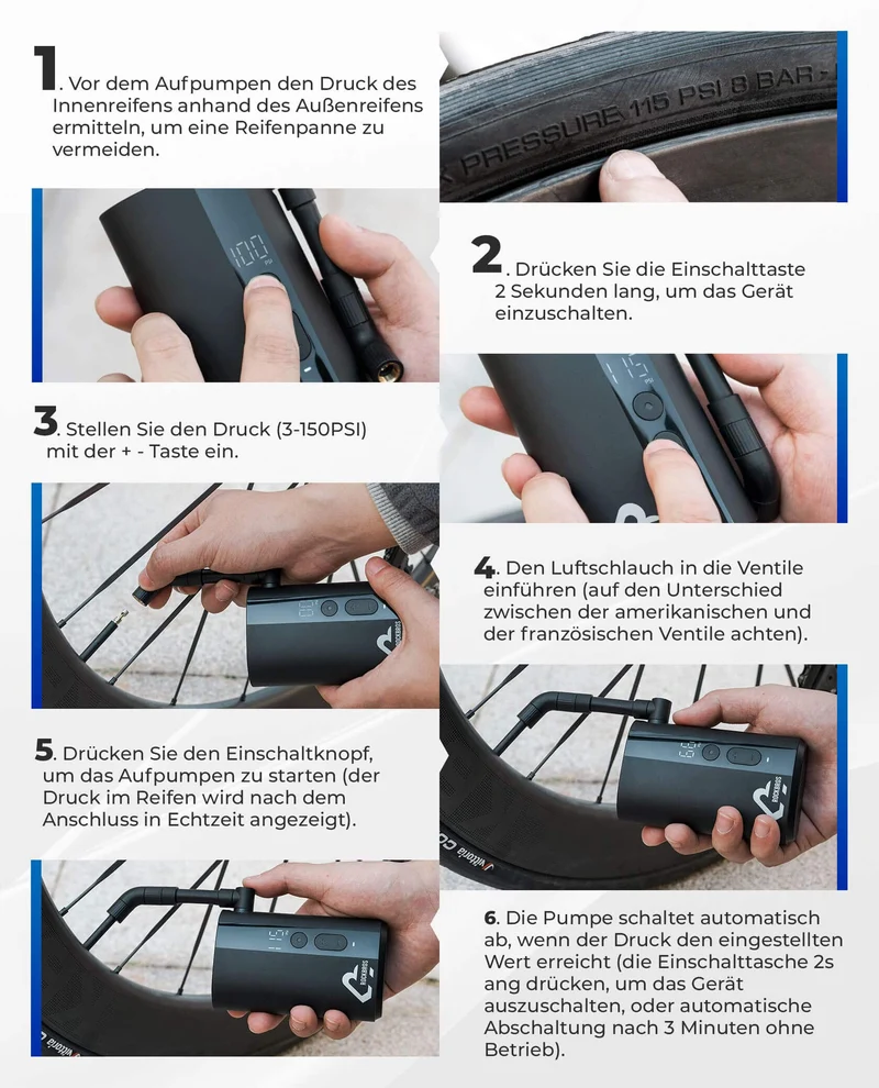 Mini Elektresch Akku Luftpumpe LED-Anzeige