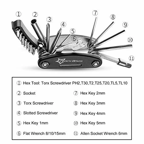 Fahrrad Multitools 16-in-1 Fahrrad Reparatur Werkzeug Set Multifunktionswerkzeug– Bitsatz-Variante