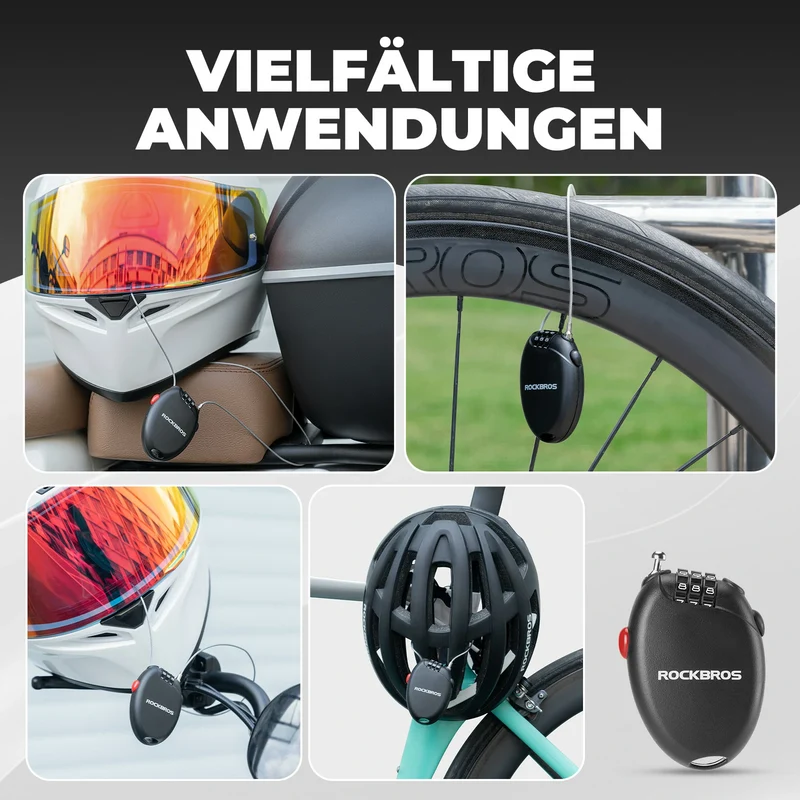 Fahrradschloss mit 3 Zahlencode, 60cm Stahlseil Schloss