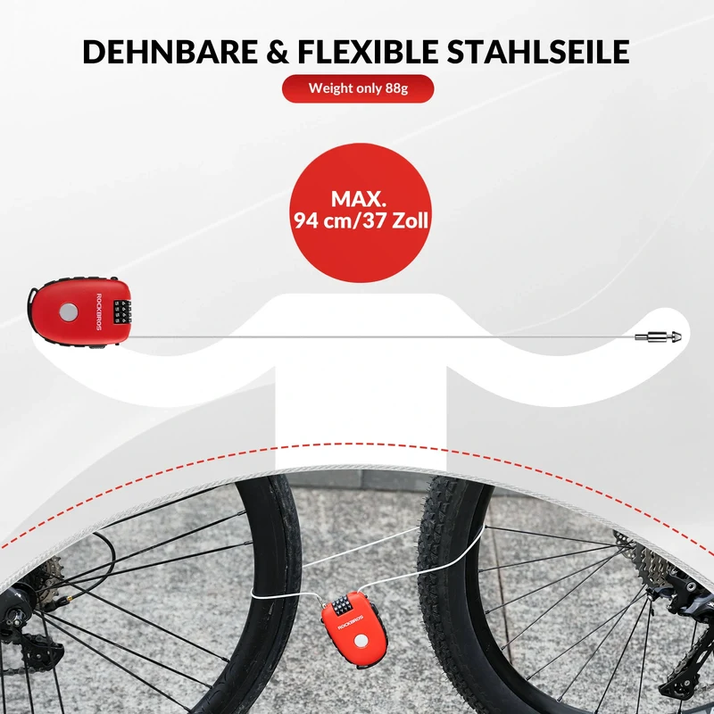 Fahrradschloss mit 4-stelligem Zahlencode 94cm