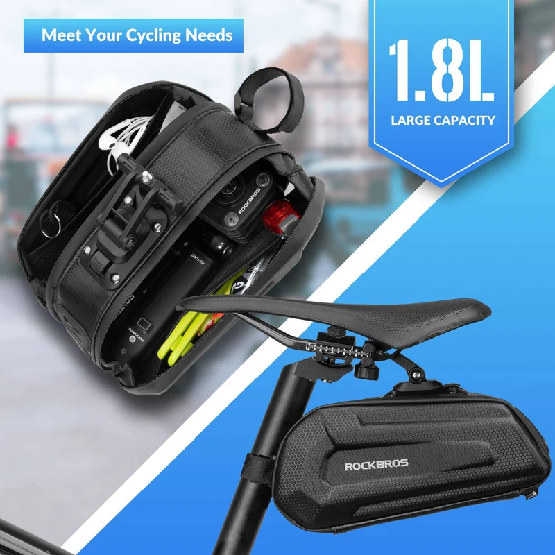 ROCKBROS 3D 하드 쉘 Fahrrad Satteltasche mit Schnellverschluss 1,8L
