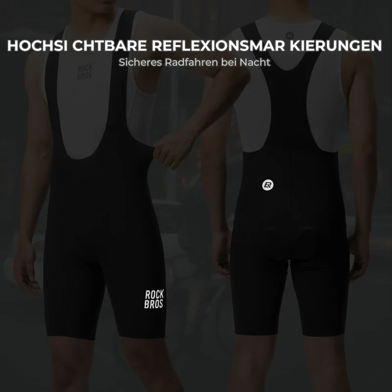 Radhose Herren Kurz Gepolstert mit TräGer, Fahrradhose Kurz Mit Reflektoren Sommer
