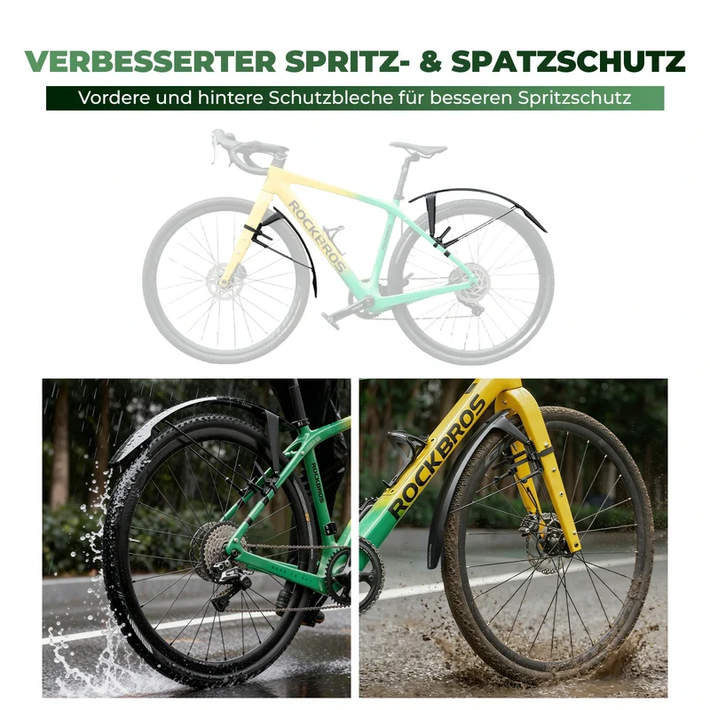 Universal Fahrrad Schutzblech Set - Schnellmontage mit Kabelbindern Verstellbar & Wasserdicht