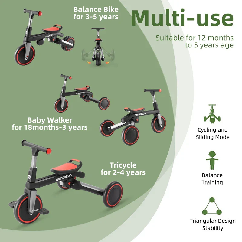Kids 3-in-1 Tricycle with Adjustable Seat