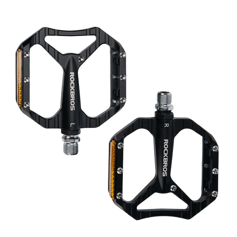 Fahrradpedale rutschfest– Aluminium Plattformpedale mit Reflektoren, abgedichtetem Kugellager, Anti-Rutsch-Pins, 9/16" Achse