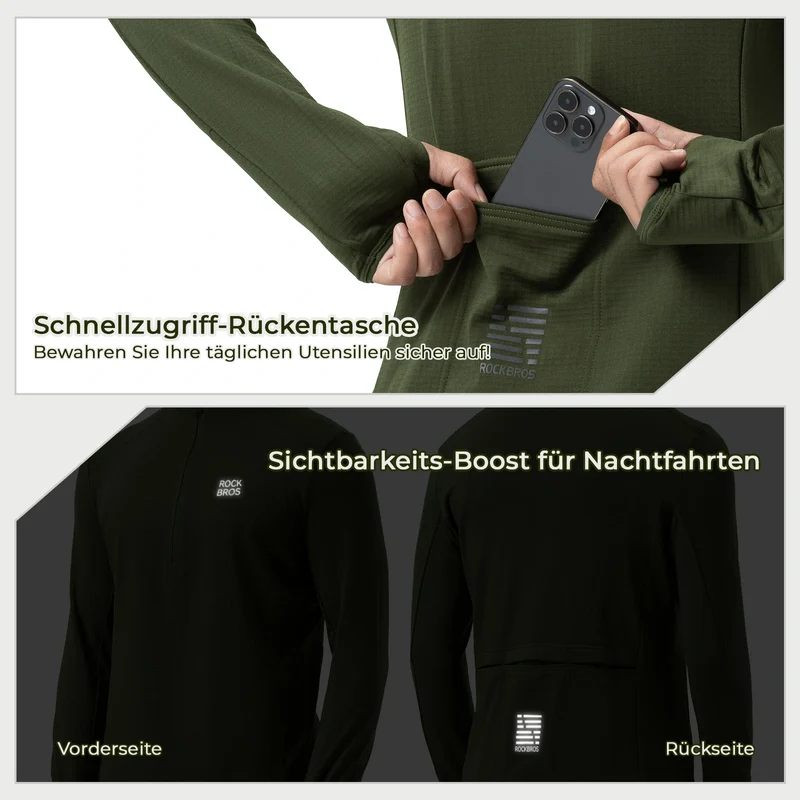 Fahrradtrikot Radtrikot Langarm Herren Winter Warm Fleece Schnelltrocknendes Atmungsaktiv