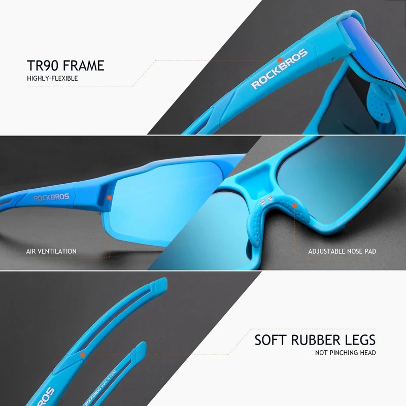 ROCKBROS polarisierte Sonnenbrille mit UV400 Schutz Hellblau 유니섹스