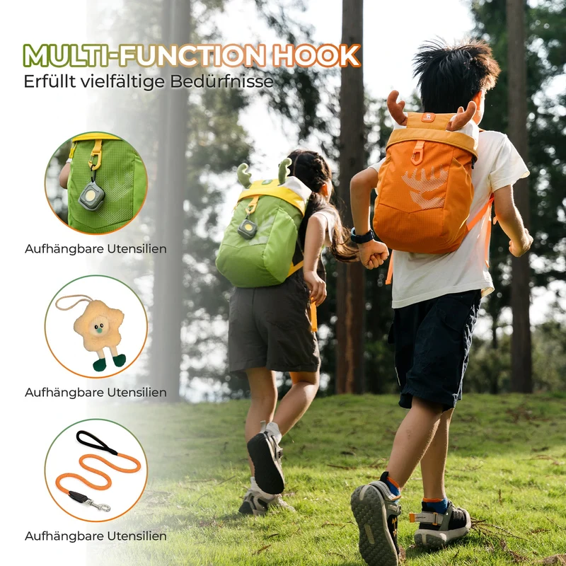 Qunature Kinderrucksack 8L mit Hirsch-Design Wasserdicht 6-10 Jahre