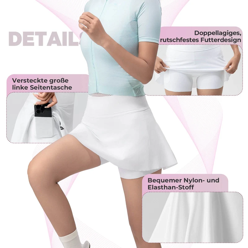 TVI Damen 2 an 1 Fahrradrock Kurze Gepolstert Radlerhose mit Tasche