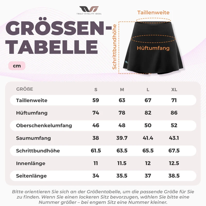 TVI Damen 2 an 1 Fahrradrock Kurze Gepolstert Radlerhose mit Tasche