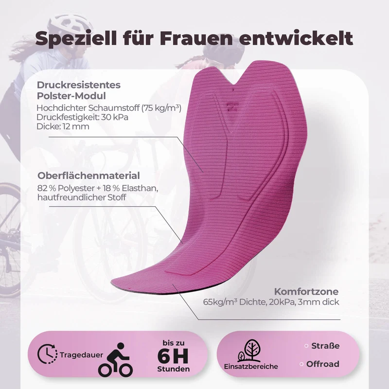 TVI Damen 2 an 1 Fahrradrock Kurze Gepolstert Radlerhose mit Tasche