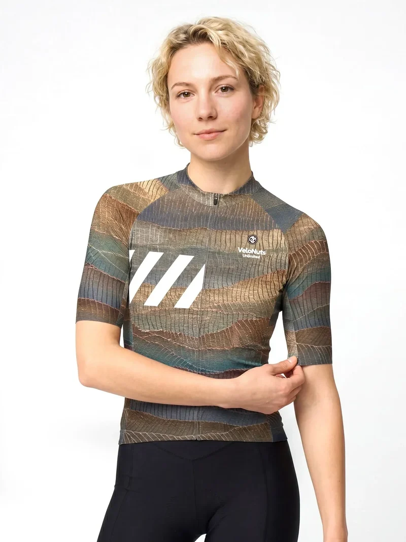 Women's Cycling Jersey Terrain Blocks