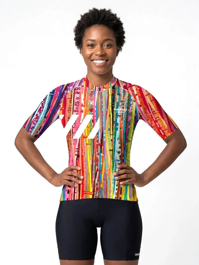 Women's Cycling Jersey Terrain Blocks