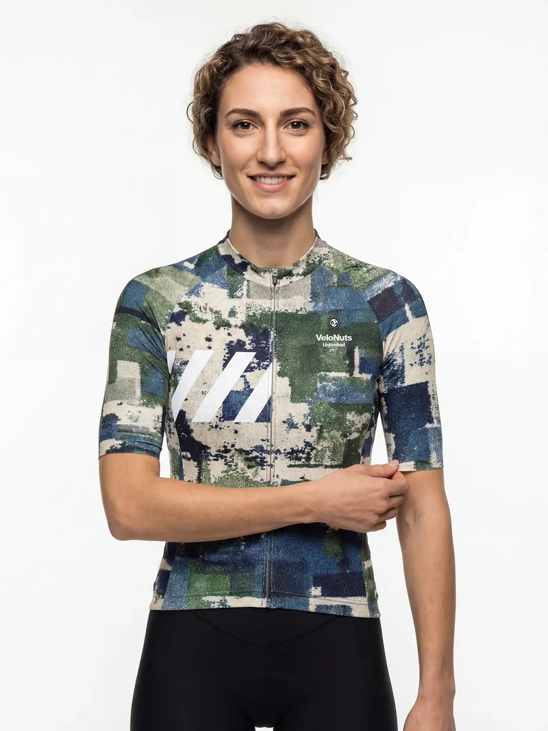 Women's Cycling Jersey Terrain Blocks
