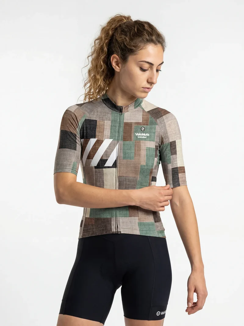 Women's Cycling Jersey Terrain Blocks