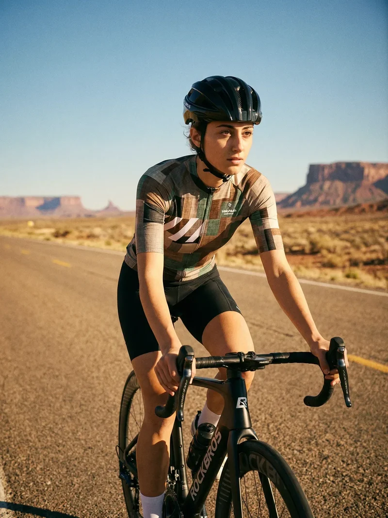 Women's Cycling Jersey Terrain Blocks