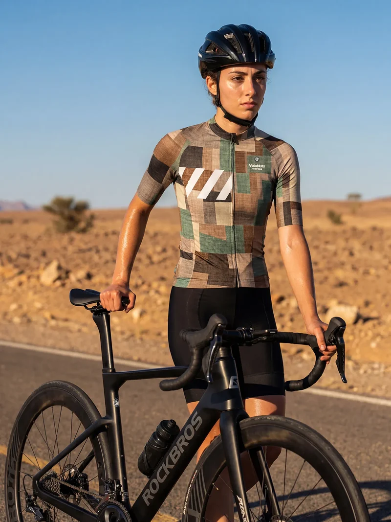 Women's Cycling Jersey Terrain Blocks