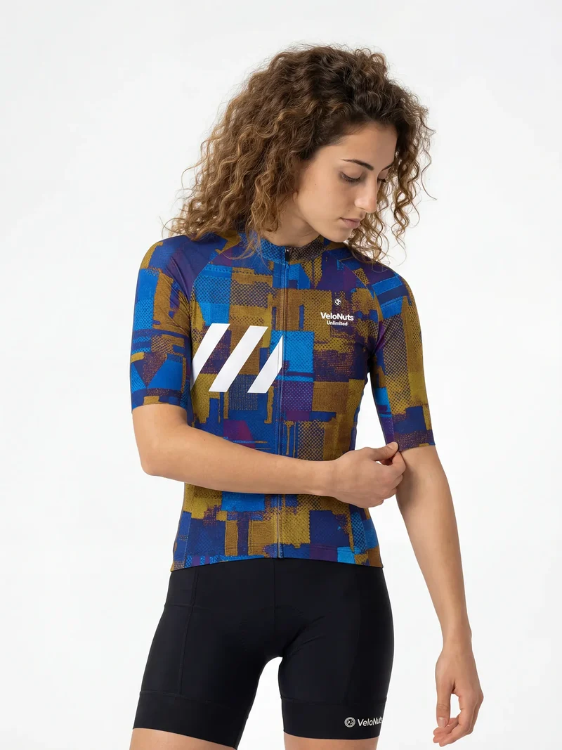Women's Cycling Jersey Terrain Blocks