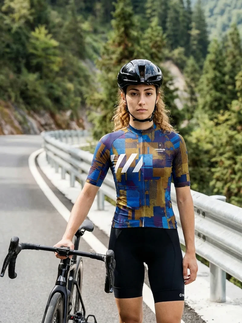 Women's Cycling Jersey Terrain Blocks
