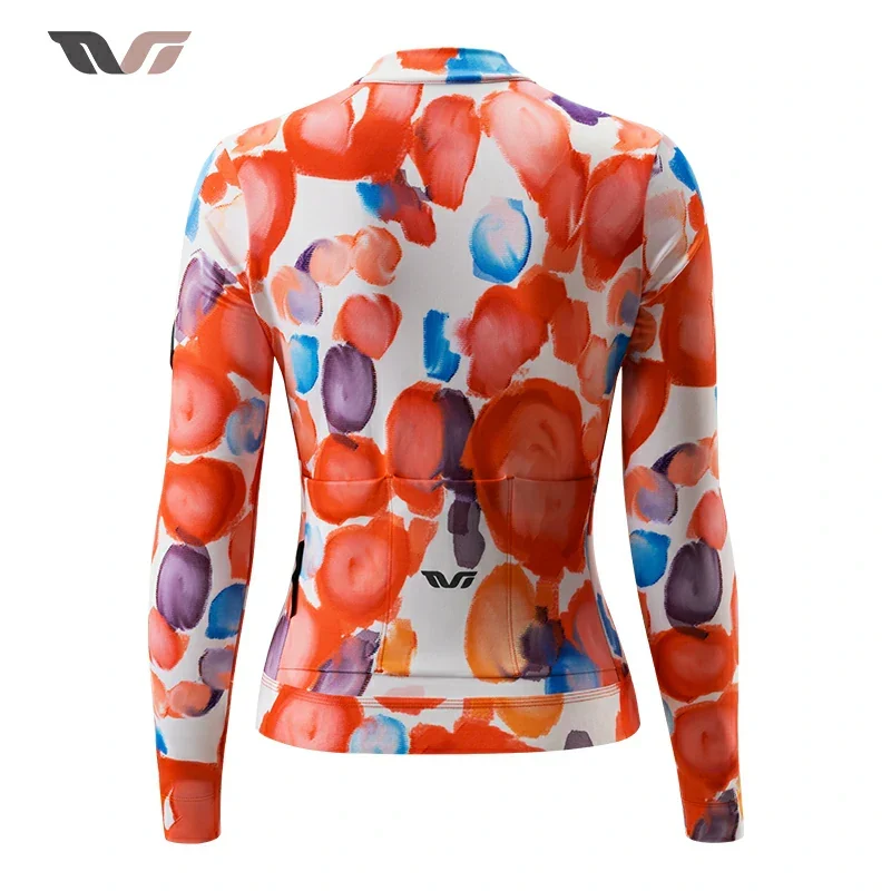 TVI Damen-Radwäsche aus Fleece mit Langarm – Warmes Radsporttrikot-Orange