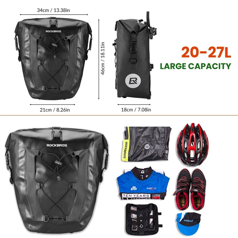 ROCKBROS 100% Wasserdichte Transporttaschen mit Netztasche 27L