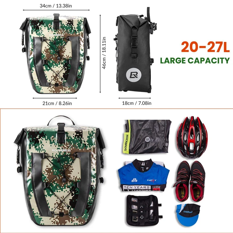 ROCKBROS 100% Wasserdichte Transporttaschen mit Netztasche 27L