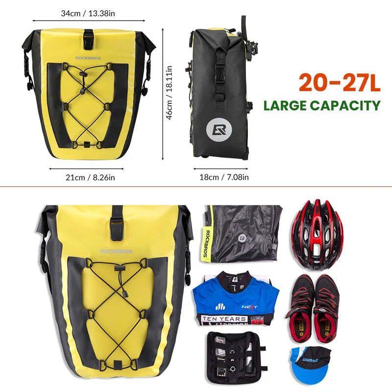 ROCKBROS 100% Wasserdichte Transporttaschen mit Netztasche 27L