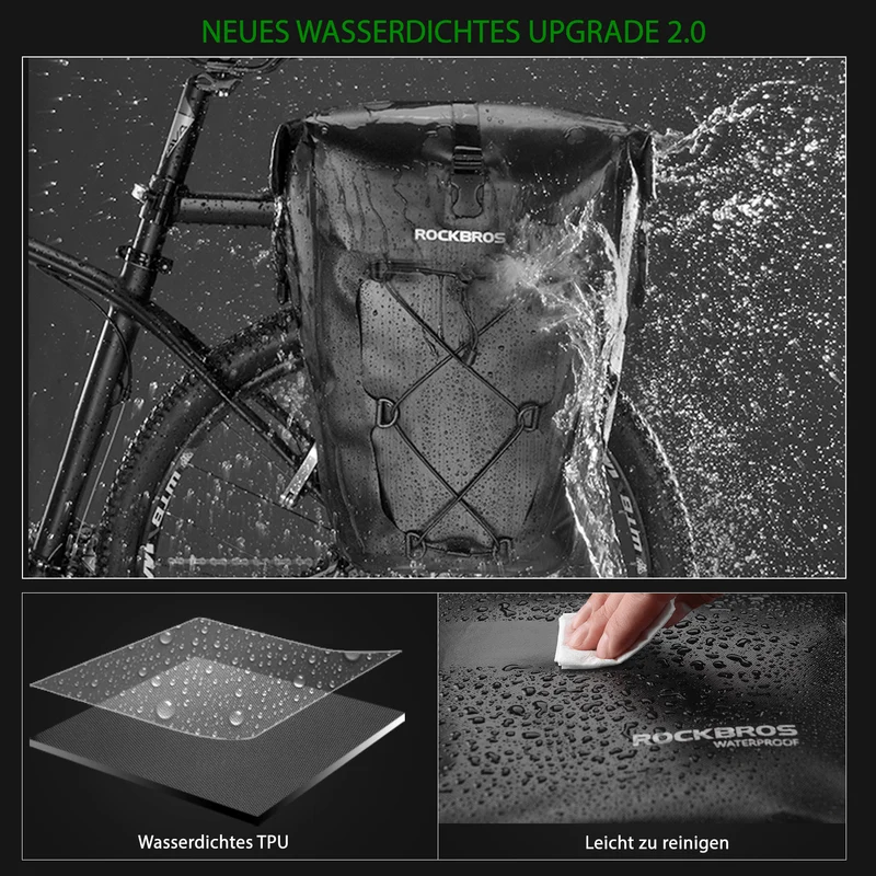 ROCKBROS 100% Wasserdichte Transporttaschen mit Netztasche 27L