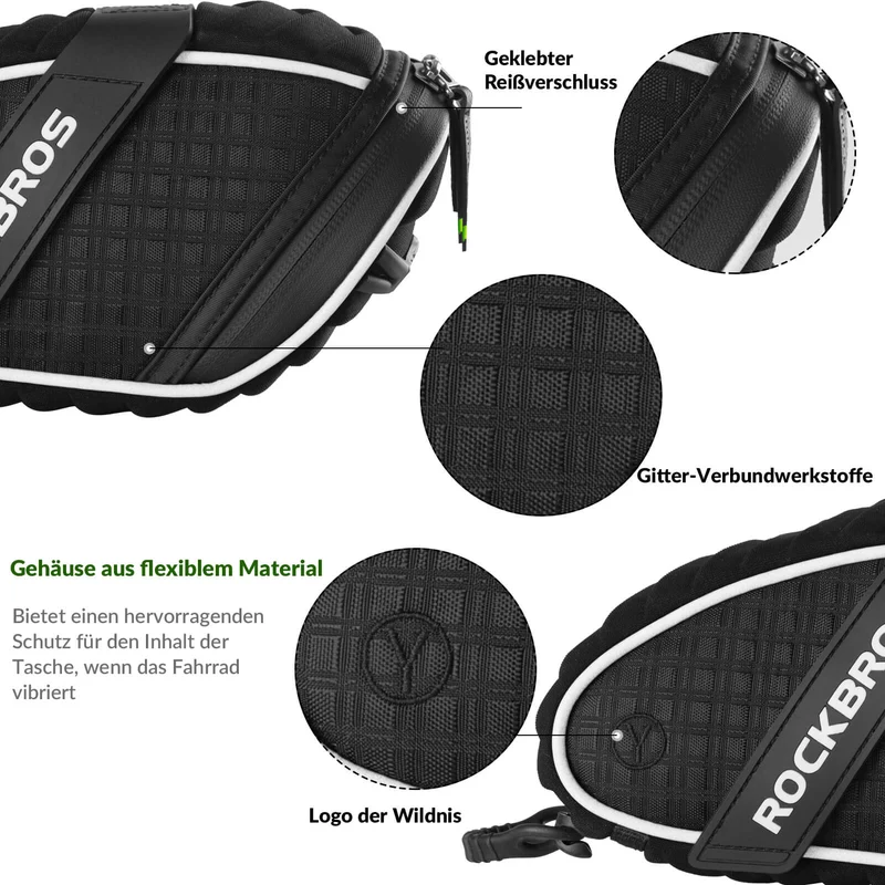 ROCKBROS Satteteltaschen Fahrradsitz Taschen mit Rücklichthalter 1L
