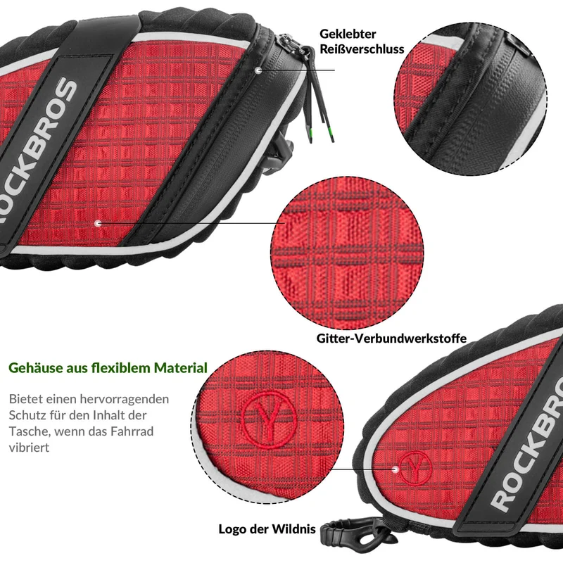 ROCKBROS Satteteltaschen Fahrradsitz Taschen mit Rücklichthalter 1L