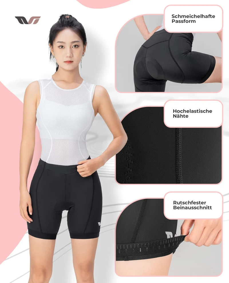 ROCKBROS TVI Damen Radlerhose Gepolstert Fahrradhose Schnell Trocknend